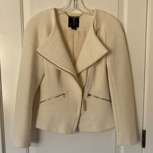 Ted Baker Cream Textured Moto Blazer Jacket
